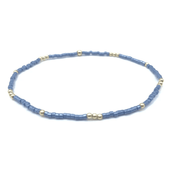 Erin Gray 2mm Newport Steel Blue + Gold Filled Waterproof Bracelet 7 in.
