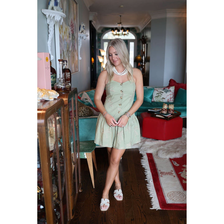 Amazing Olive Drop Waist Mini Dress