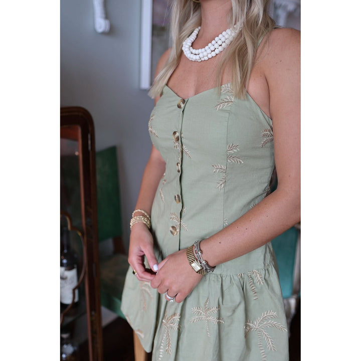 Amazing Olive Drop Waist Mini Dress
