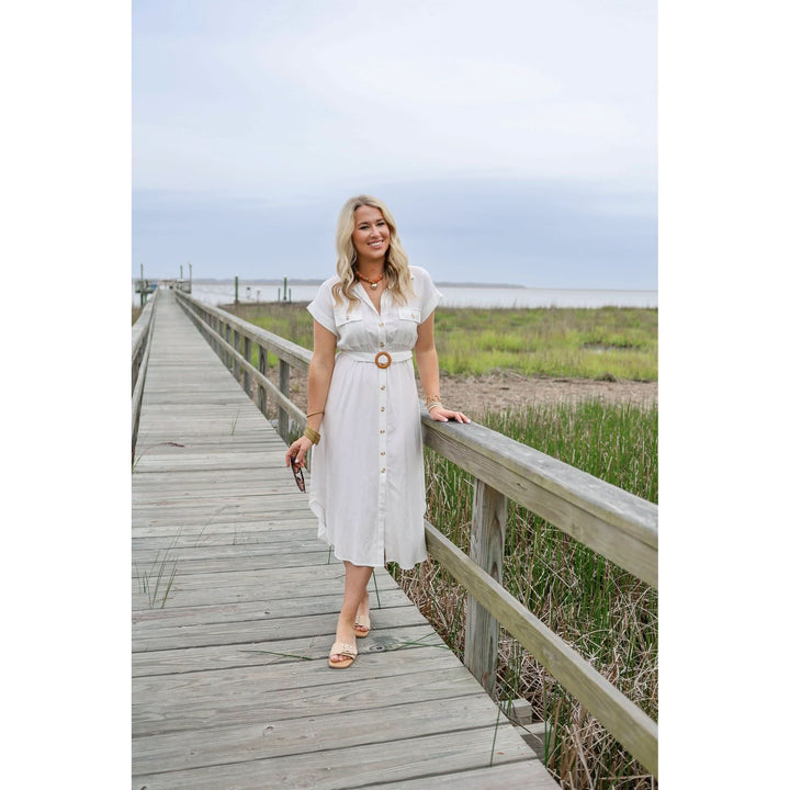 Elsie Off White Dolman Sleeve Midi Dress