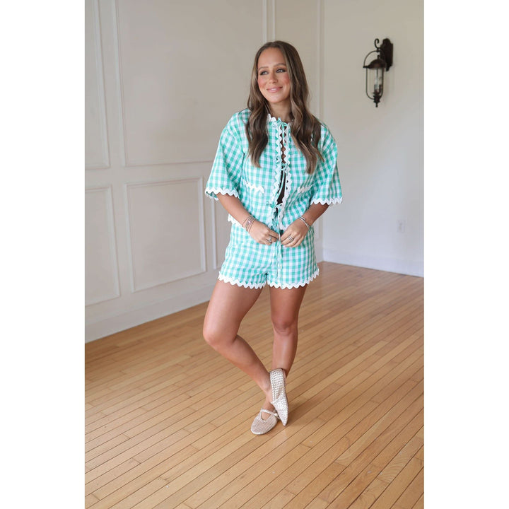 Pyper Ric Rac Gingham Shorts Set