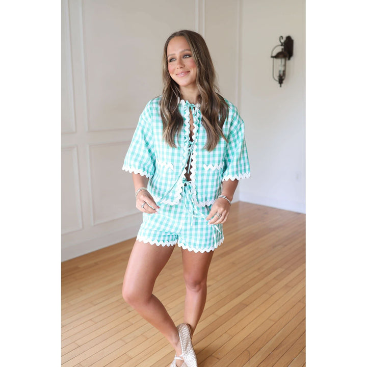 Pyper Ric Rac Gingham Shorts Set