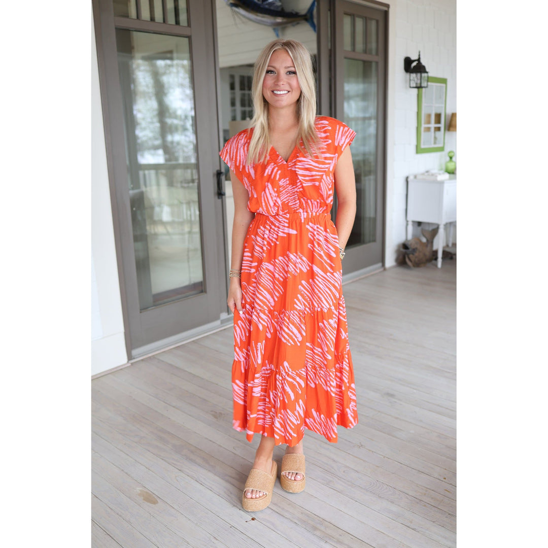 Cabo Orange Midi Dress
