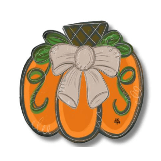 Decorative mini with a bow on an orange pumpkin