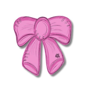 Pink bow-shaped mini on a white background