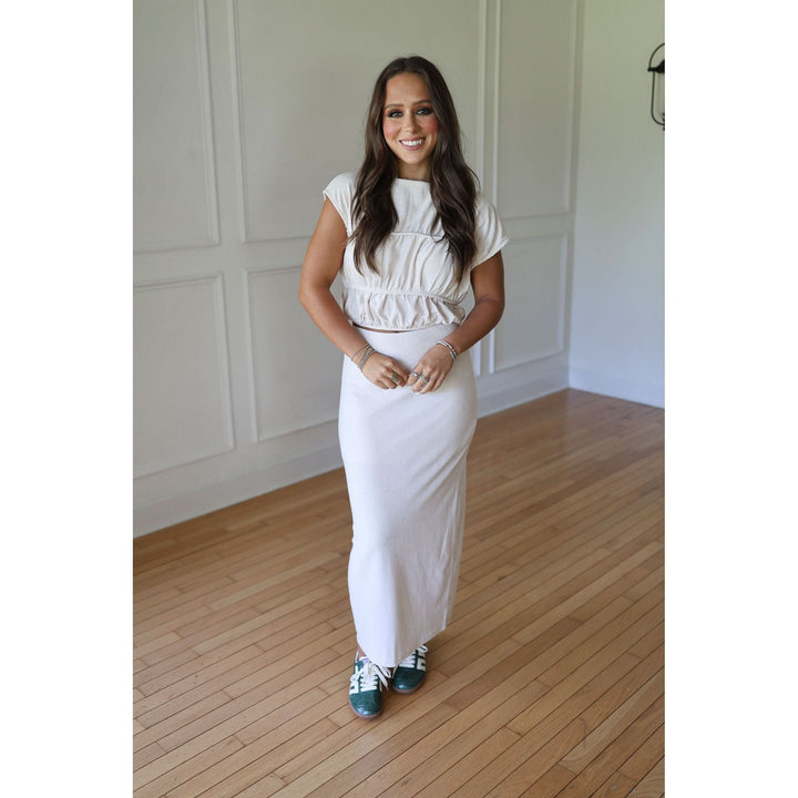 Woman in a white outfit