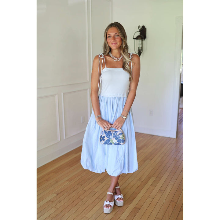 Kayt Baby Blue Balloon Midi Dress