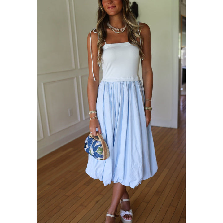 Kayt Baby Blue Balloon Midi Dress