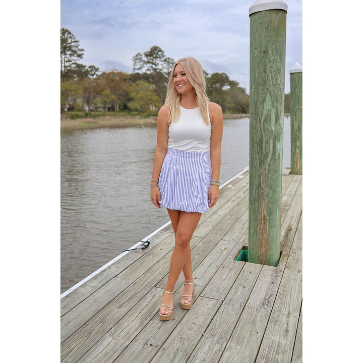 Kiley Striped Bubble Hem Skirt