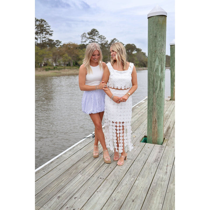 Kiley Striped Bubble Hem Skirt