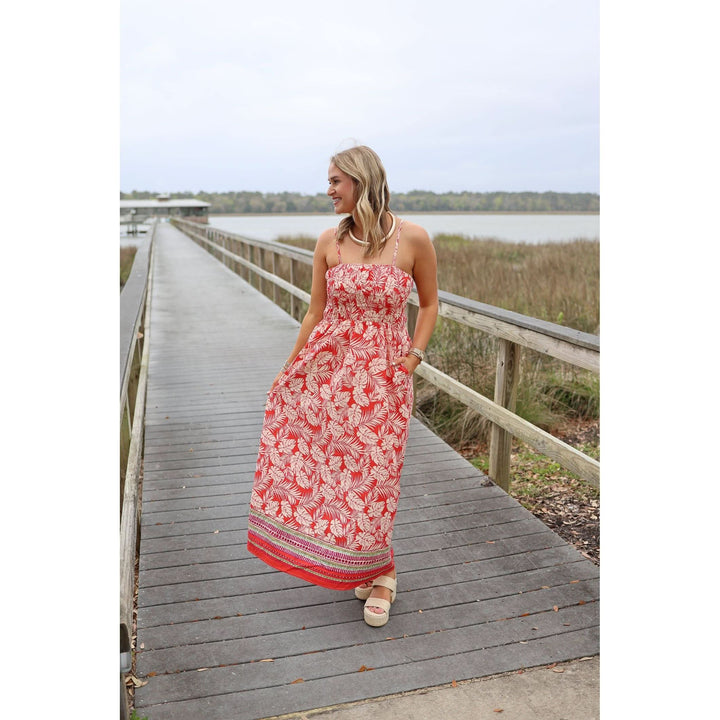 Oasis Orange Multi Print Midi Dress