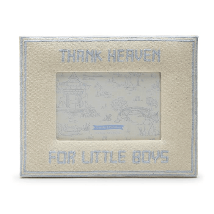 Decorative photo frame with text 'Thank heaven for little boys'