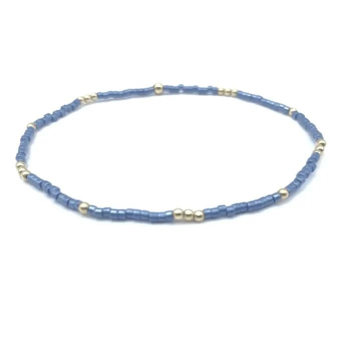 Erin Gray 2mm Newport Steel Blue + Gold Filled Waterproof Bracelet 6.5 in