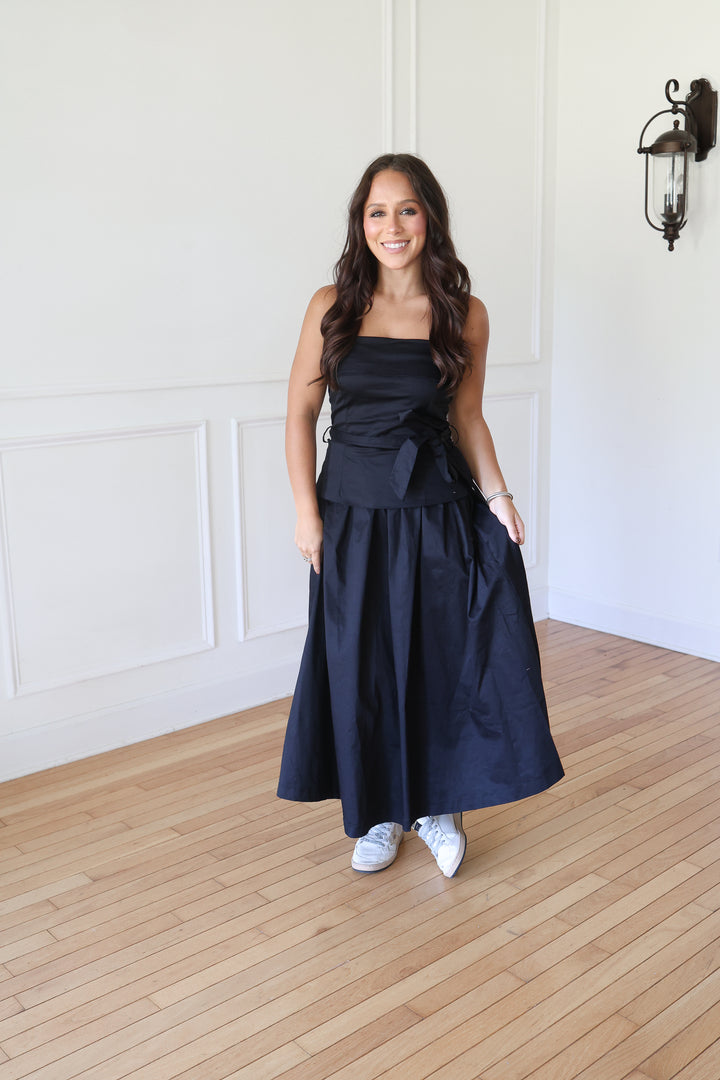 Black Strapless Midi Dress