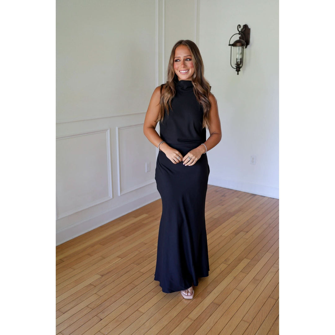 black bow back dress Adrian Bow Back Bias Midi Dress
