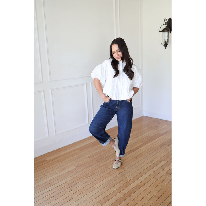 Anniston Off White Pleated Top