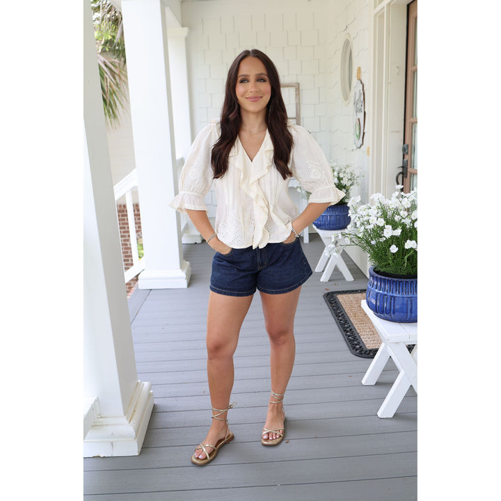 ecru ruffle top 