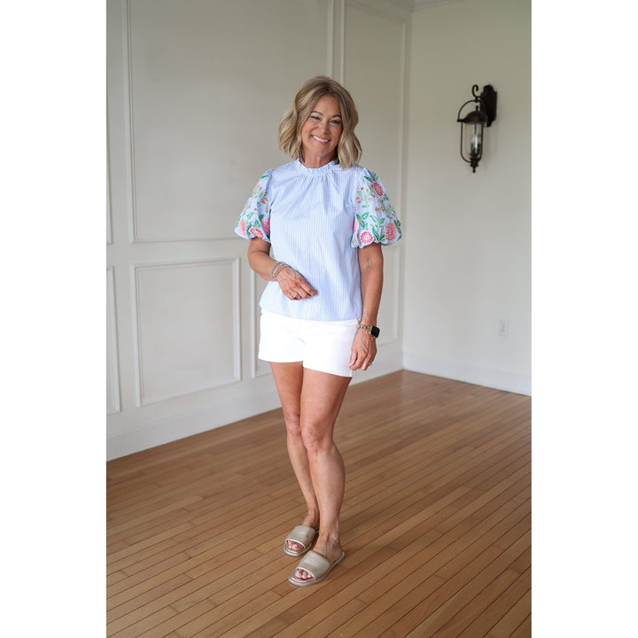 Avondale Embroidered Blue Top