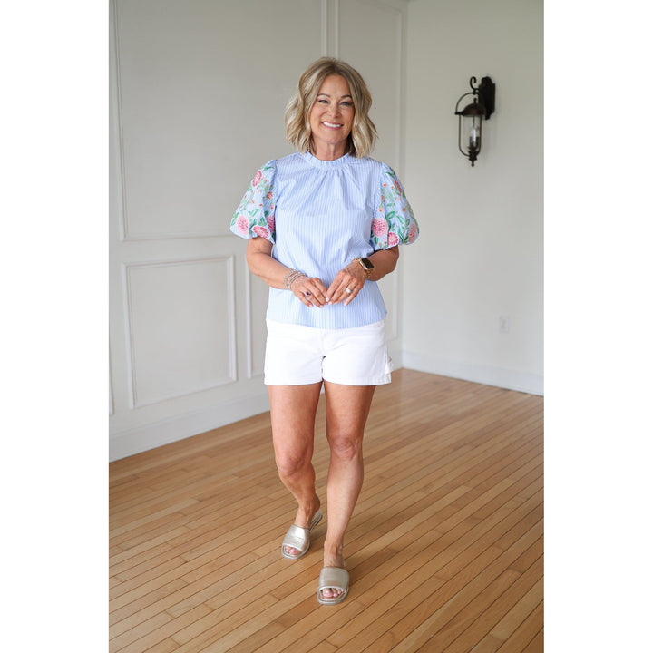 Avondale Embroidered Blue Top