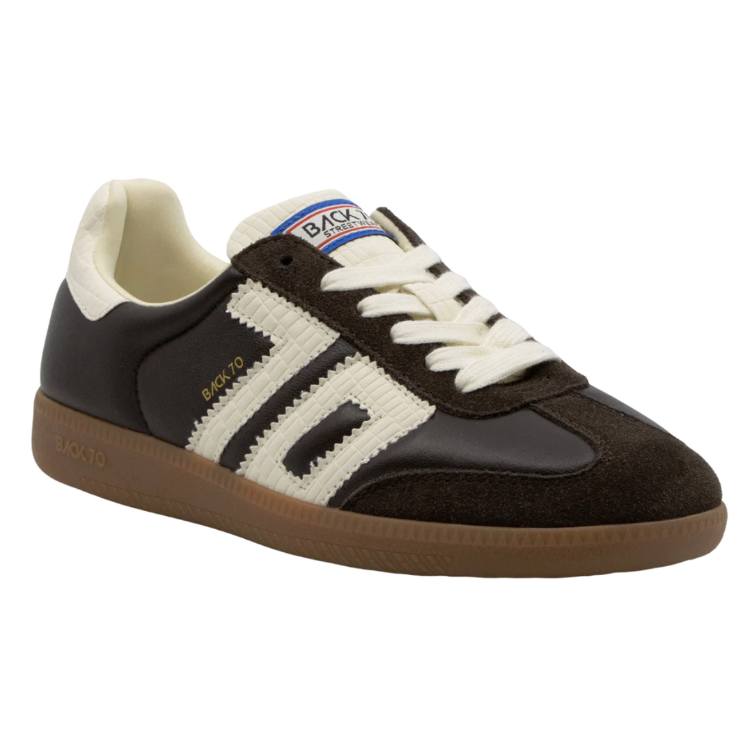 brown and white sneaker