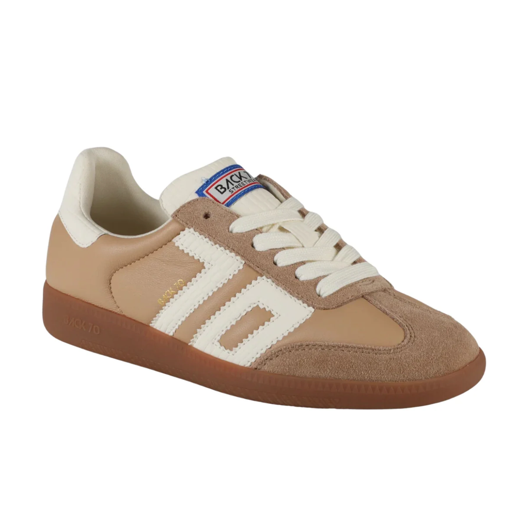 Brown and white sneaker 
