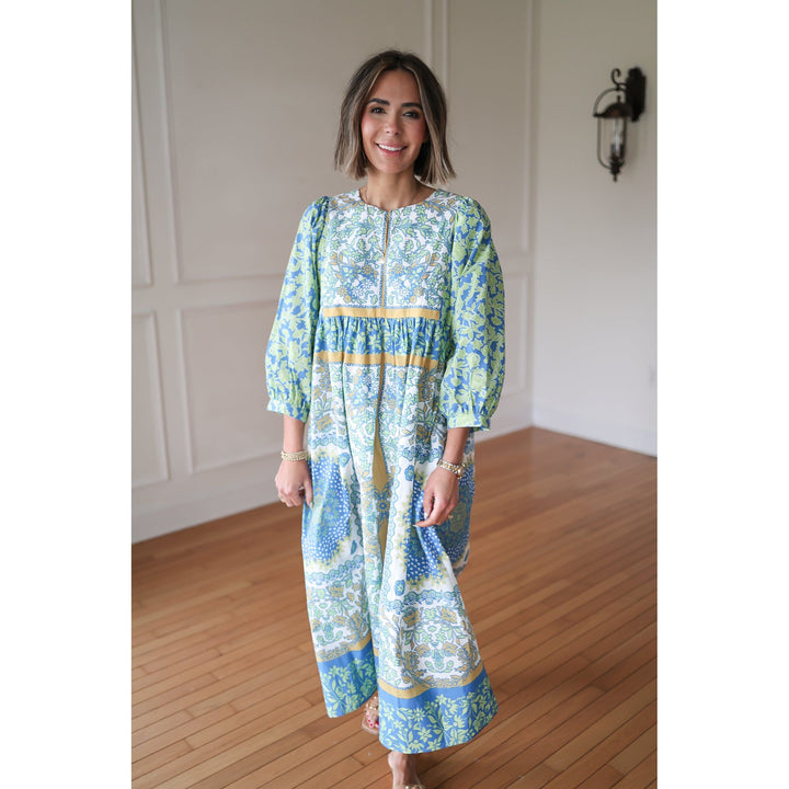 Brandi Aqua Floral Midi Dress