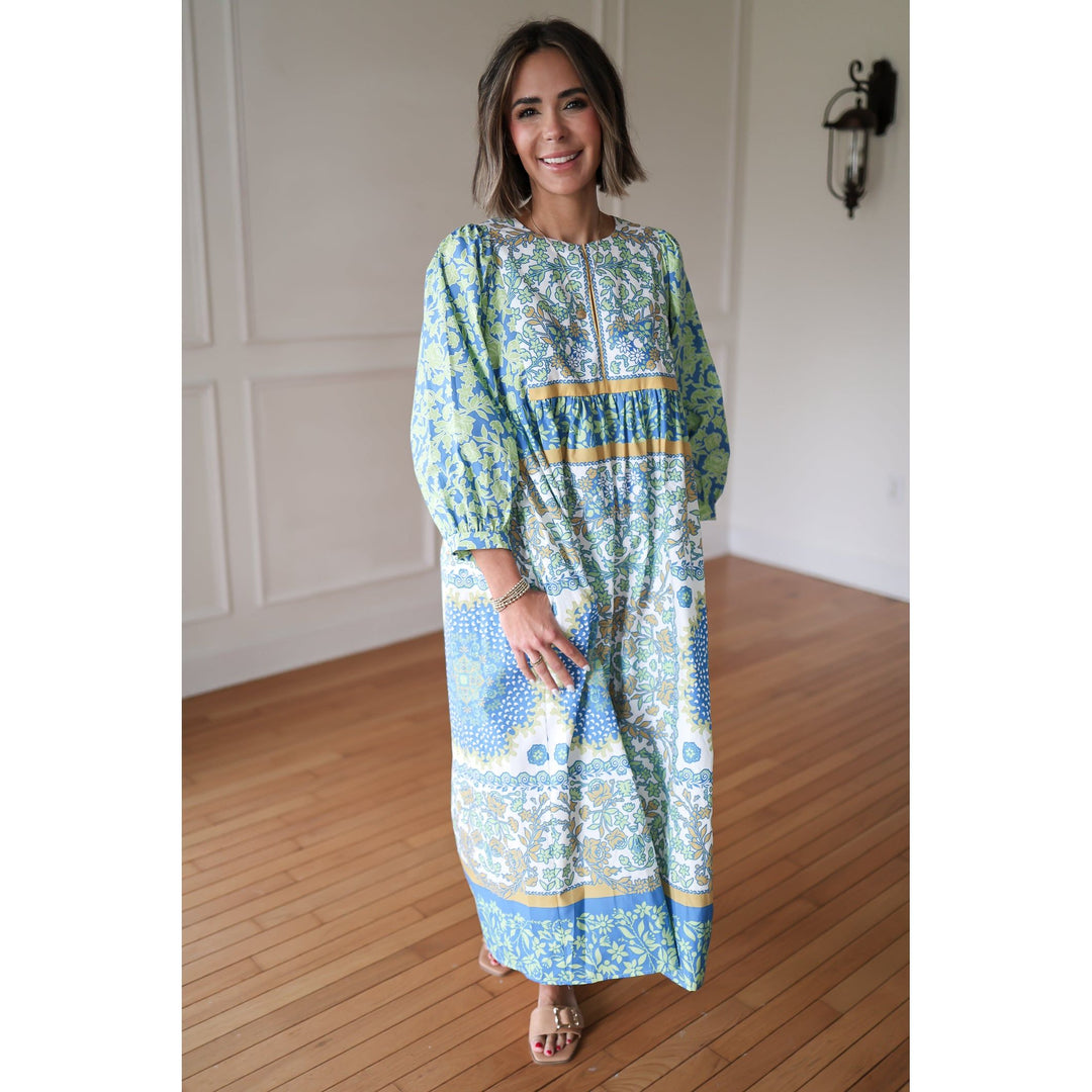 Brandi Aqua Floral Midi Dress