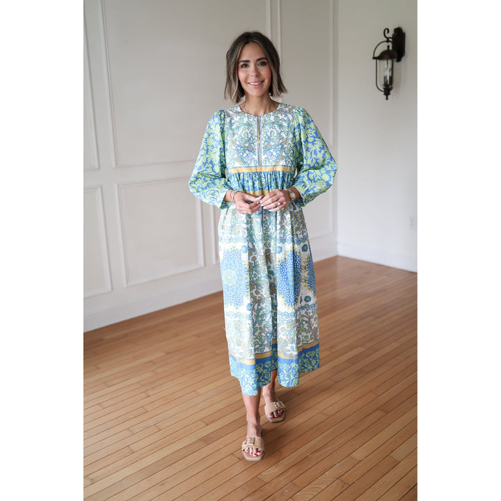 Brandi Aqua Floral Midi Dress