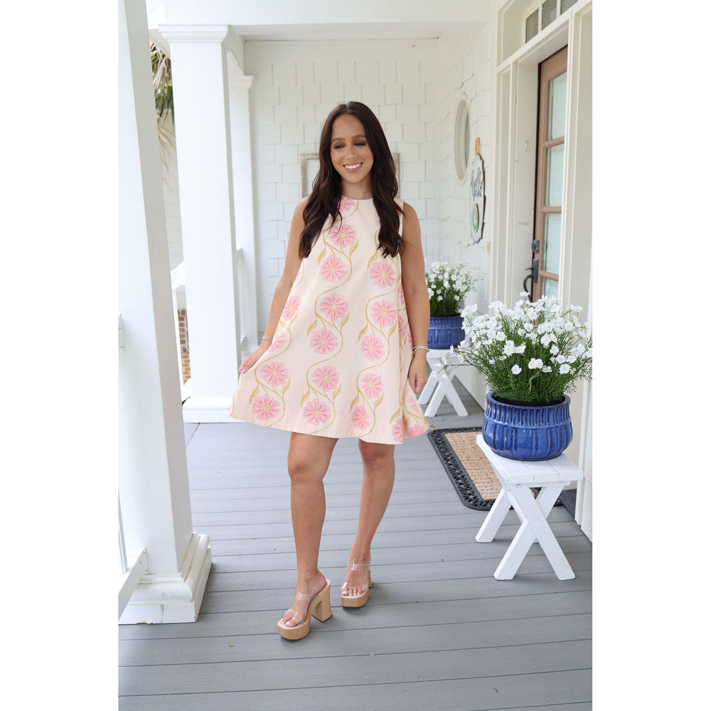pink linen mini dress 