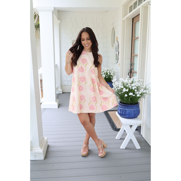 pink linen mini dress 