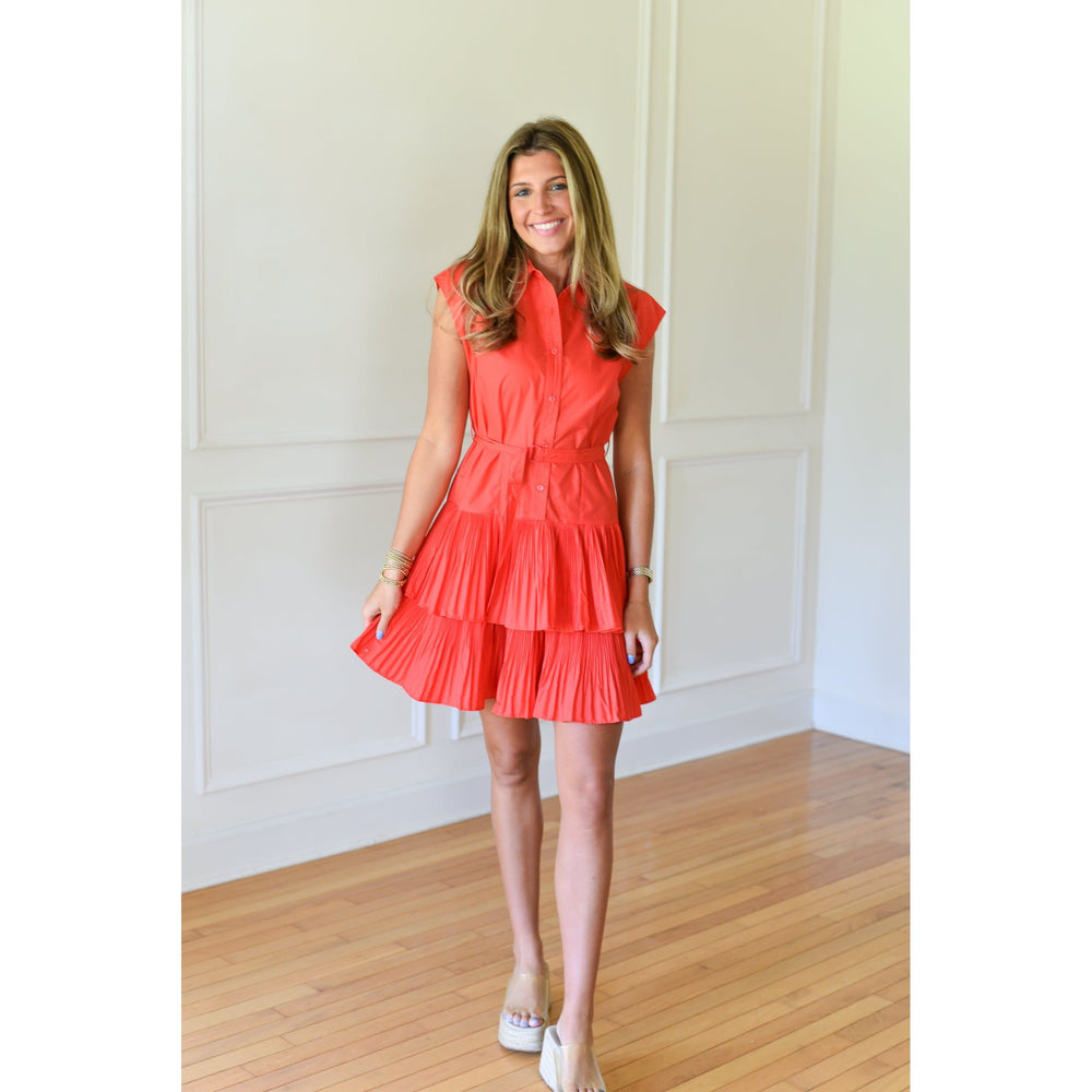 red tiered mini dress