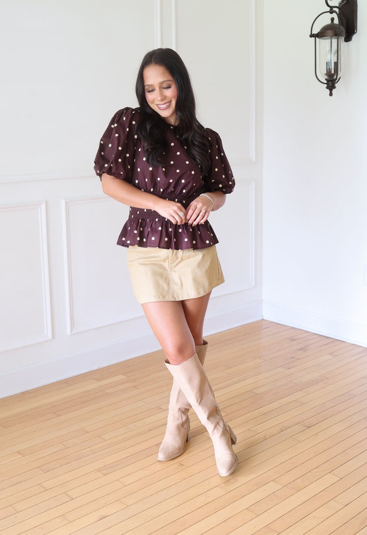 Brooke Polka Dot Peplum Top