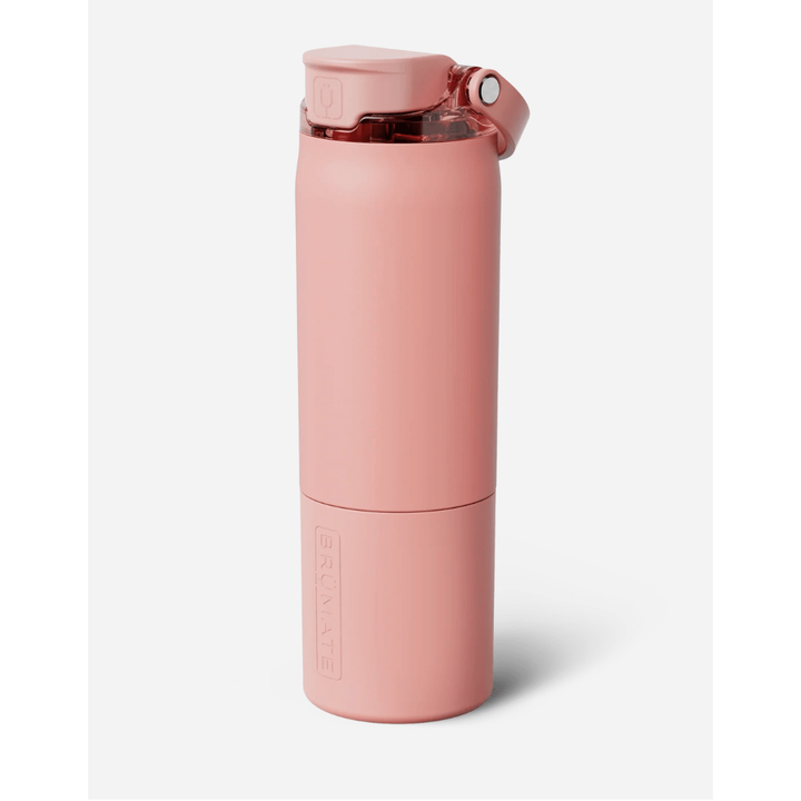 Pink travel mug with a white background
