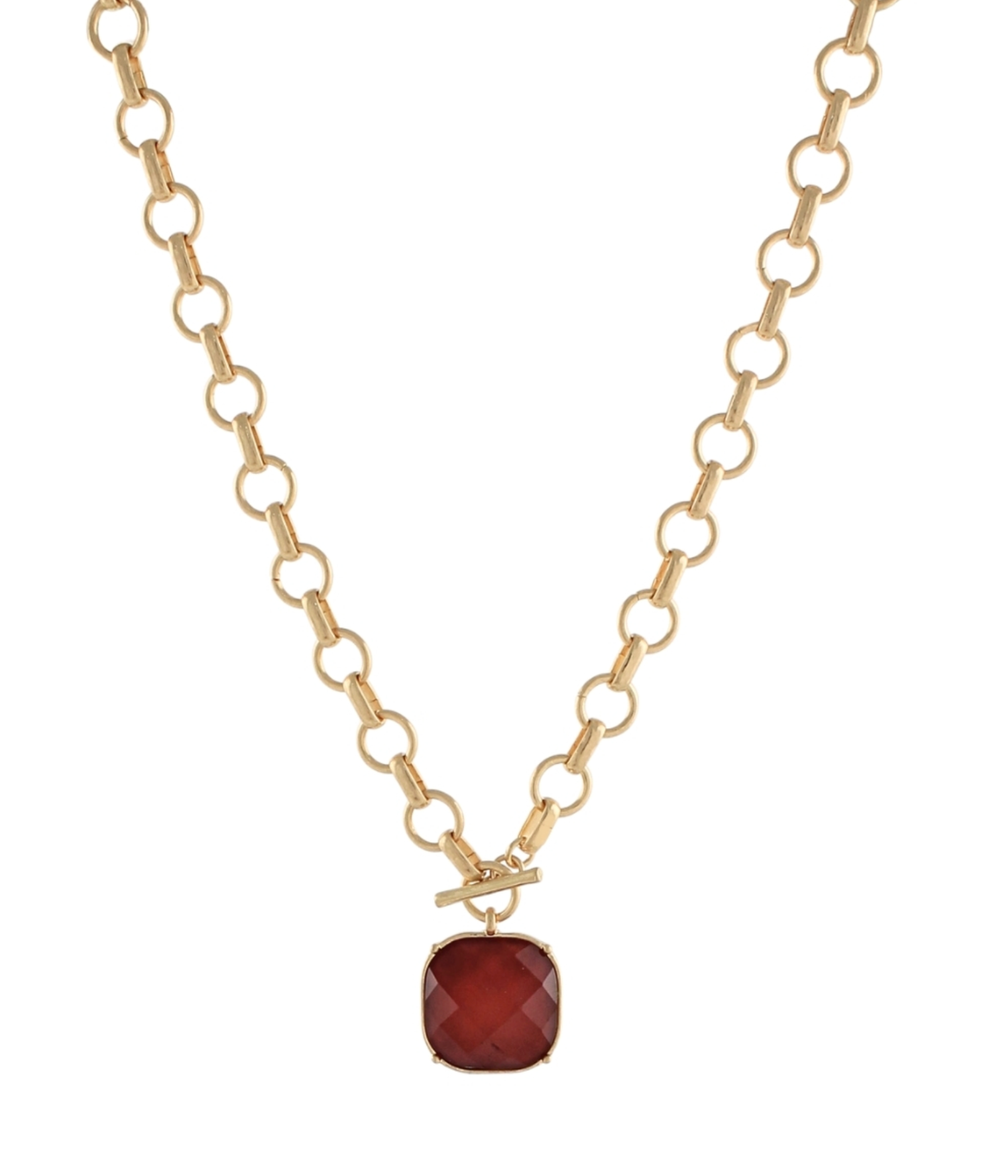 Burgundy Round and Faceted Stone Necklace
