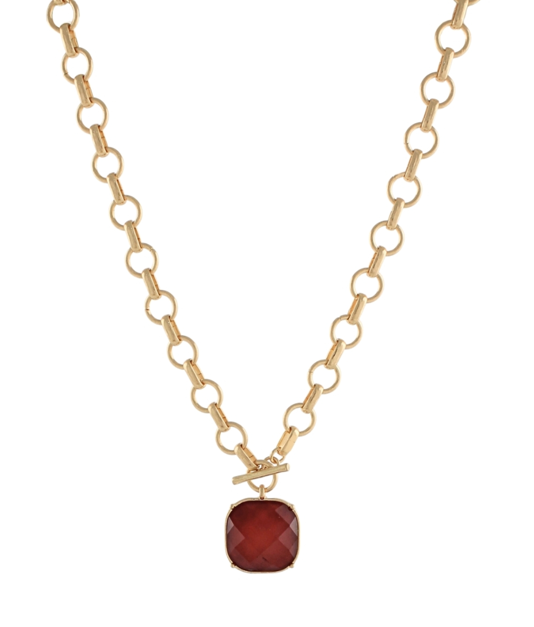 Burgundy Round and Faceted Stone Necklace