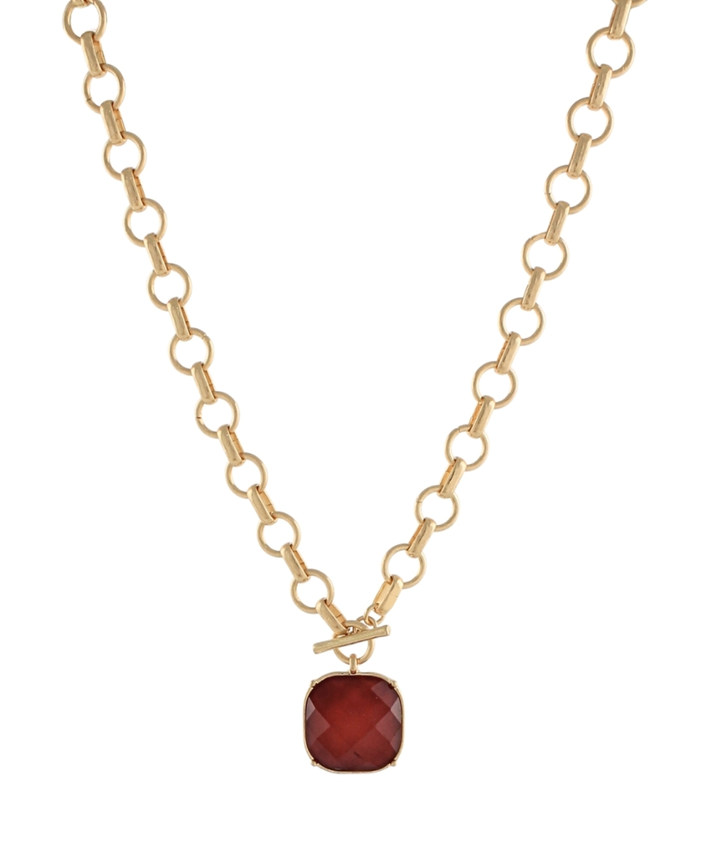 Burgundy Round and Faceted Stone Necklace