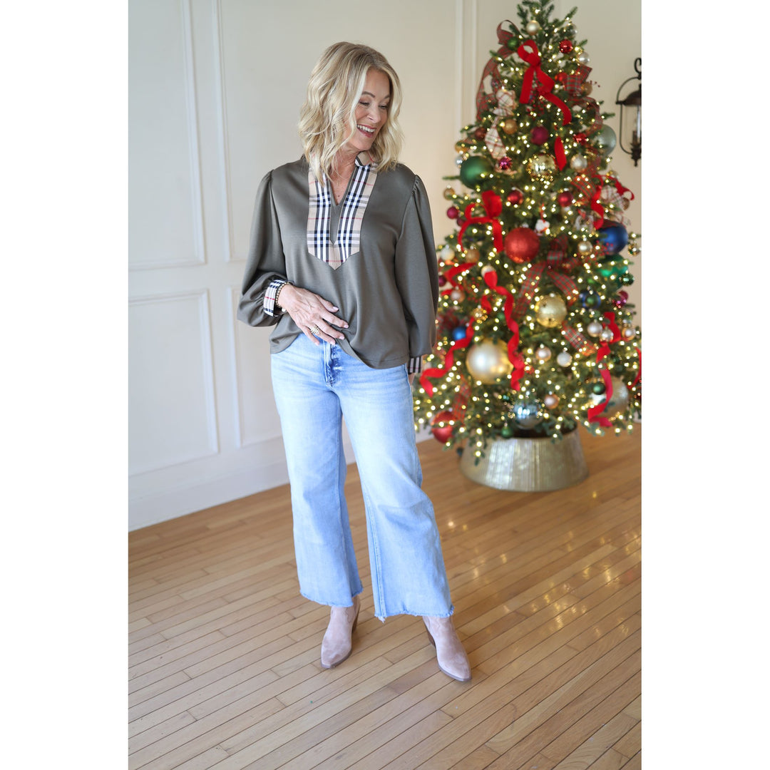 Cadence Olive Blouse