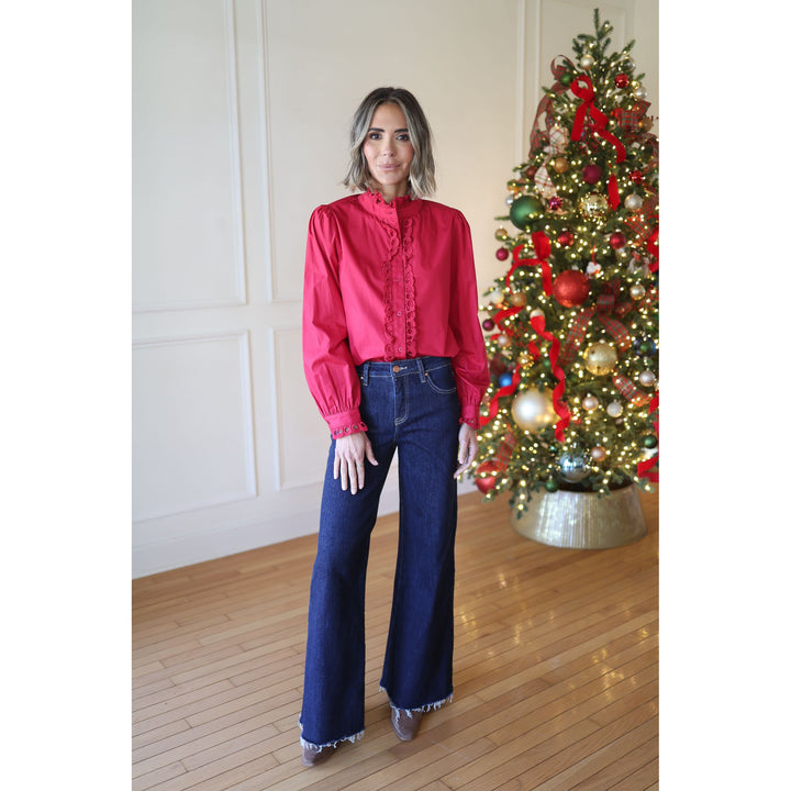 Graham Wine Eyelet Detail Blouse