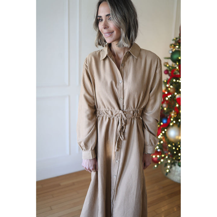 Bradley Camel Striped Maxi Dress