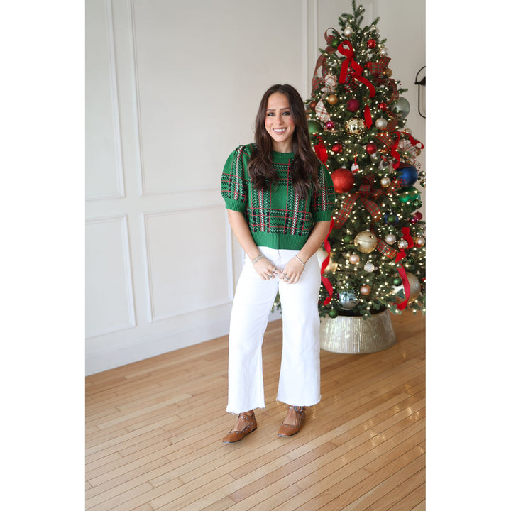 Under the Mistletoe Plaid Sweater