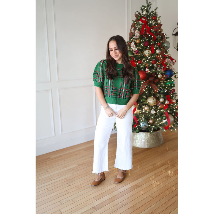 Under the Mistletoe Plaid Sweater