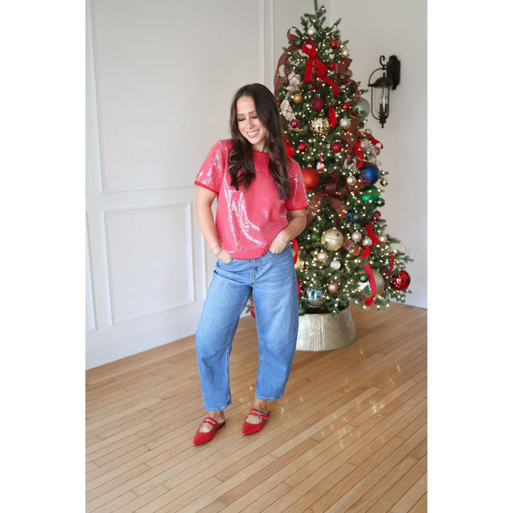 Patrice Red Shimmer Top