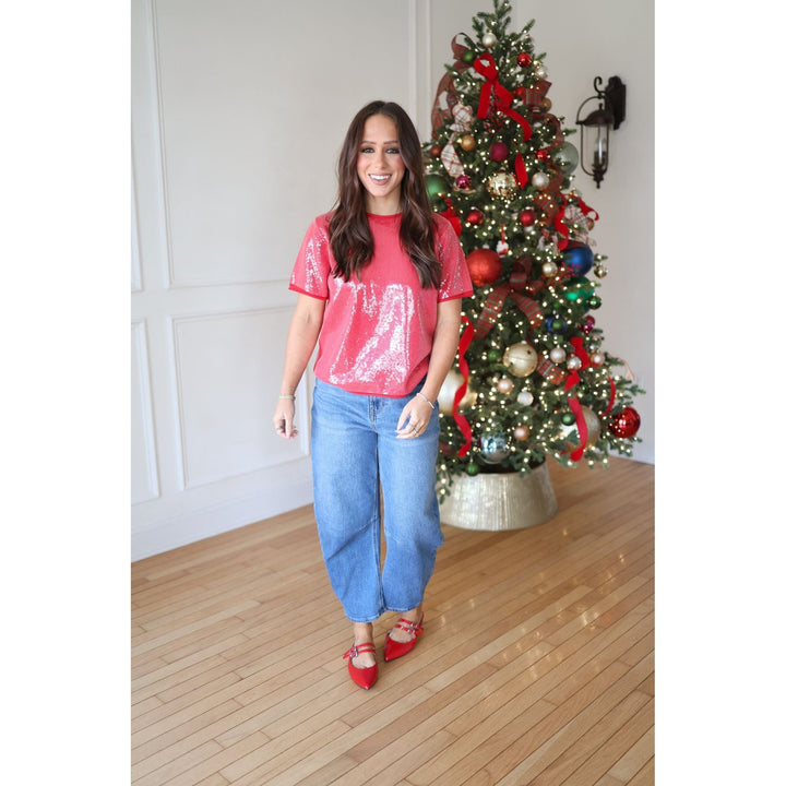 Patrice Red Shimmer Top