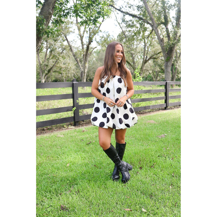Kenni Polka Dot Balloon Mini Dress