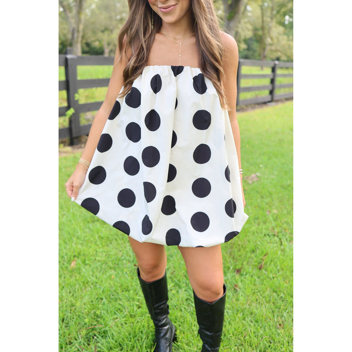 Kenni Polka Dot Balloon Mini Dress