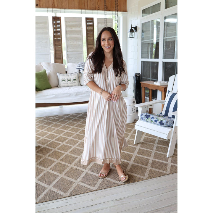 Isla Striped Midi Dress