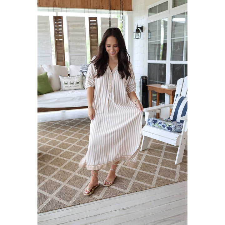 Isla Striped Midi Dress