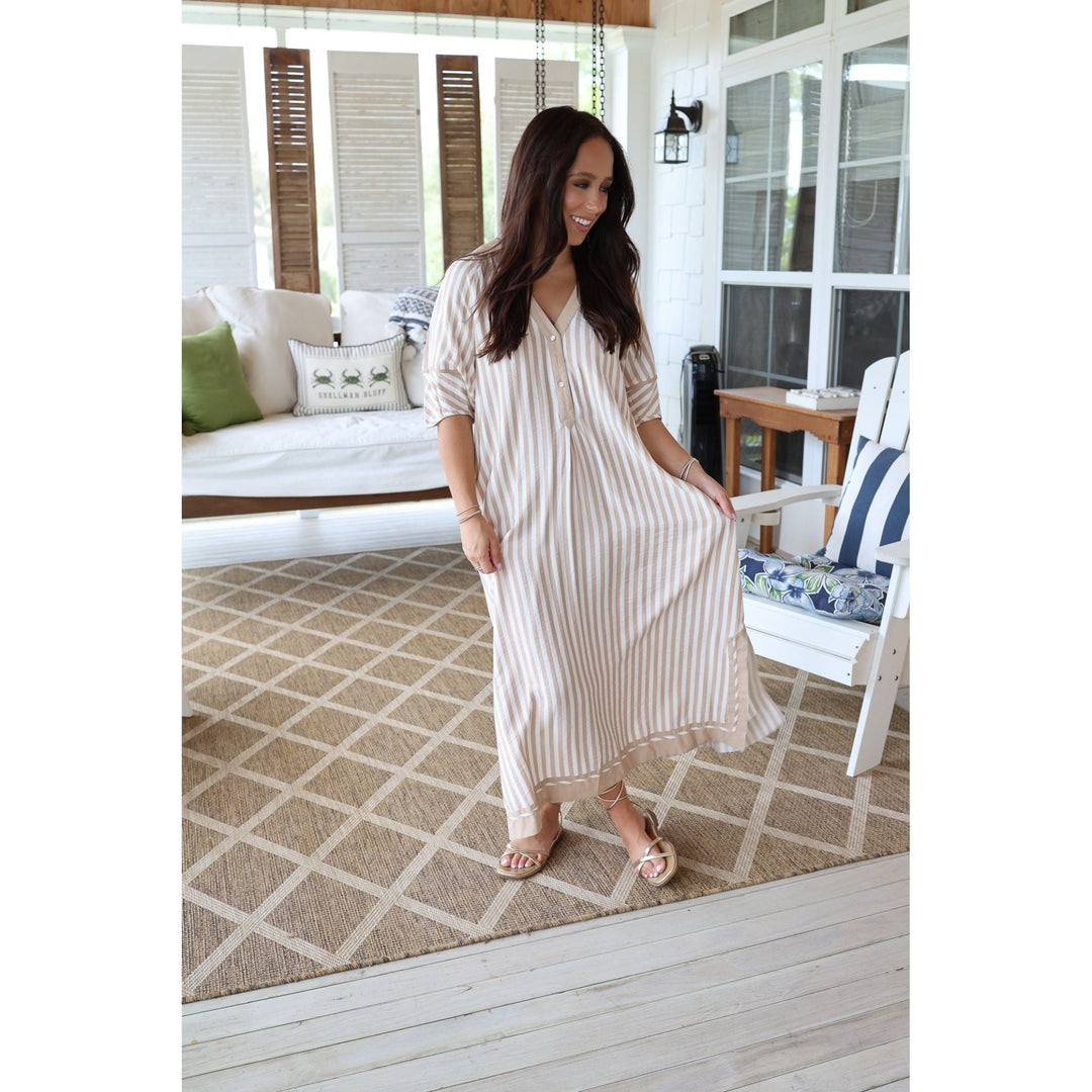 Isla Striped Midi Dress