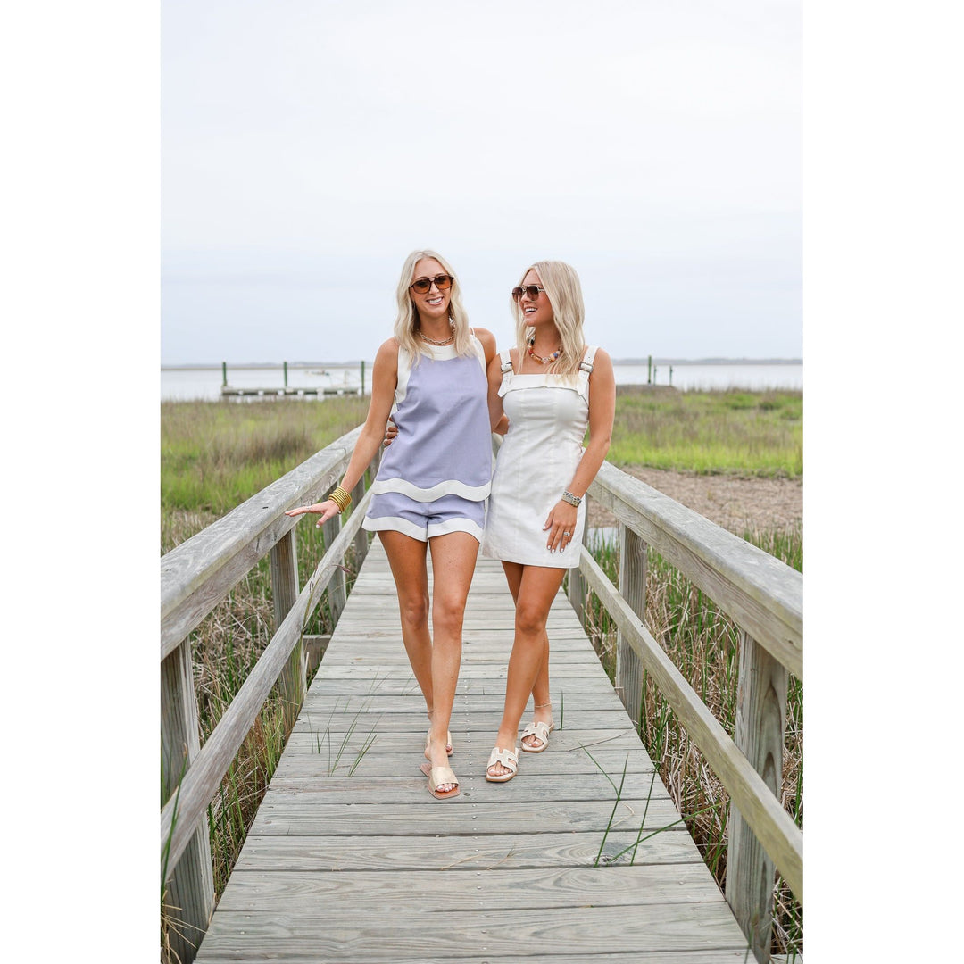 Brianna Linen Wave Shorts Set