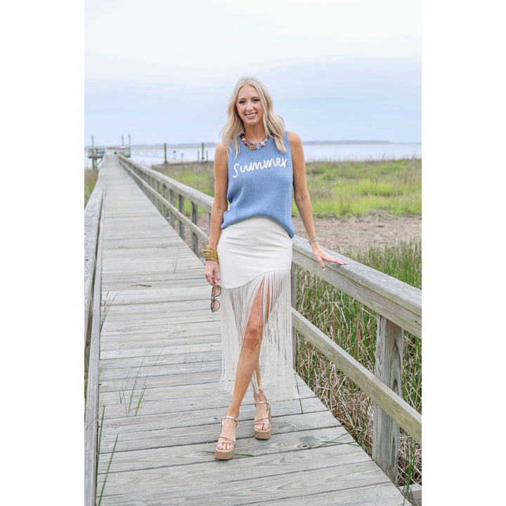 Karmen Cream Fringe Skirt